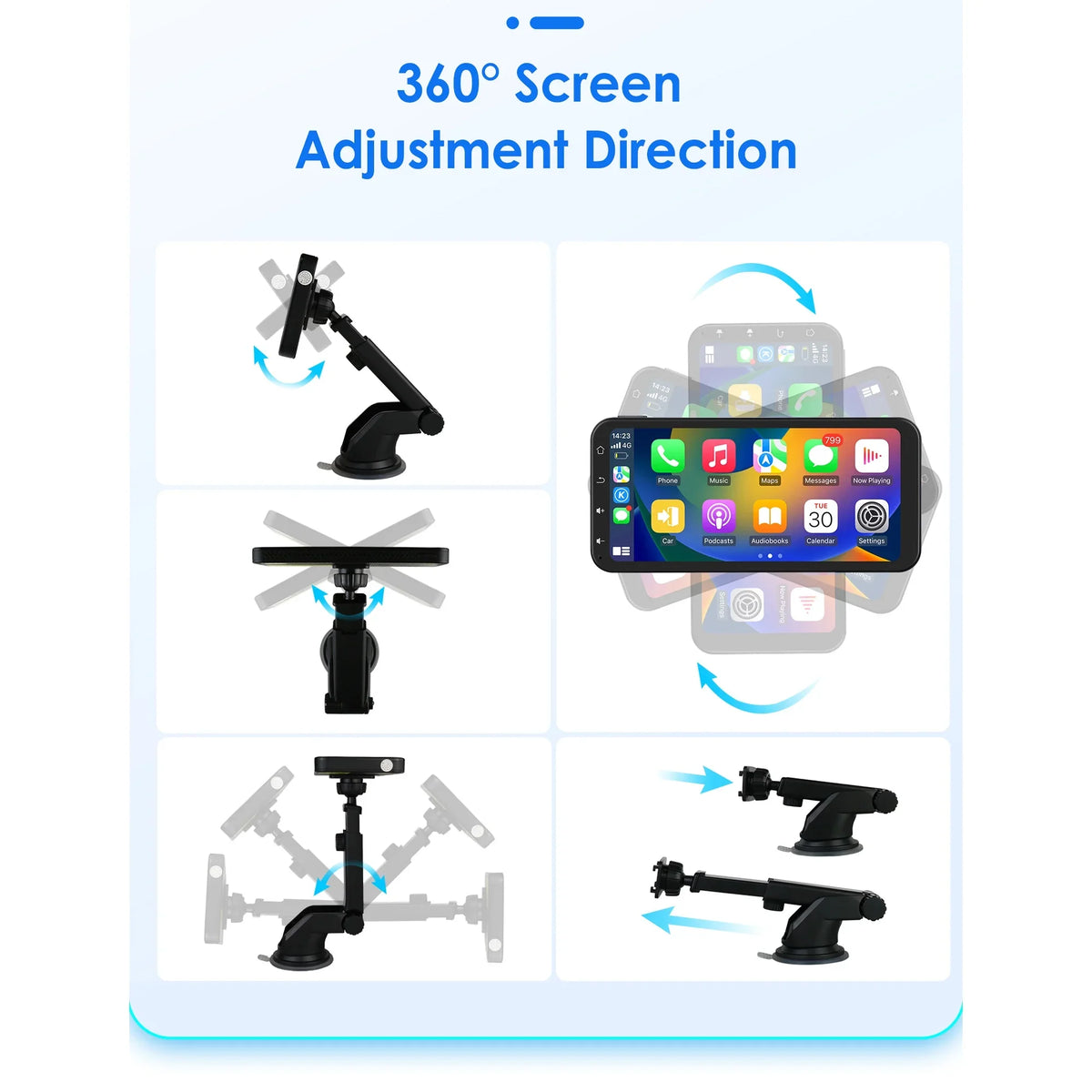 Audio 360° 6.25" Wireless Support Bluetooth Backup Camera GPS With Navigation Car Auto Stereo Receiver Carplay Radio Touchscreen Ossuret Adjustable Android